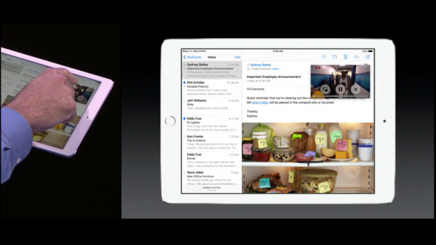 Eine Picture-in-Picture-Funktion f&uuml;r Videos kommt mit iOS9. (Bild: Apple/Screenshot: Golem.de)